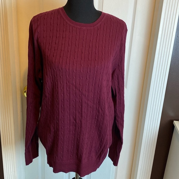Kim Rogers Sweaters - Kim Rogers Cable Knit Crewneck Sweater Berry Color Sz L NWT